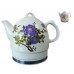FixtureDisplays® Ceramic Electric Kettle with Peony Flower Pattern Two-tone 15000